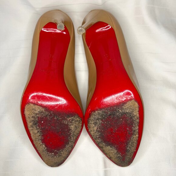 Louis Vuitton Peep Toe Heels in Patent Leather, Nude, Size 7 - Picture 5 of 7